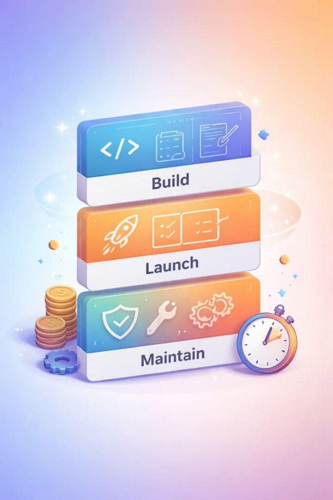 Telegram bot development cost breakdown showing build, launch, and maintenance