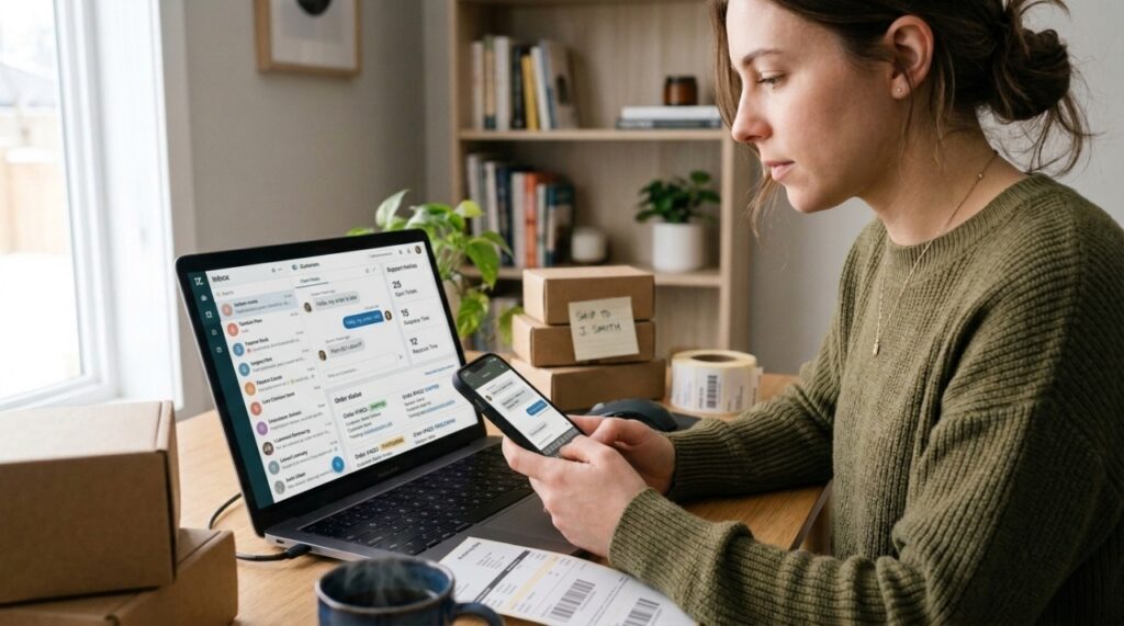 Support workflow for a Telegram store with order and customer message management