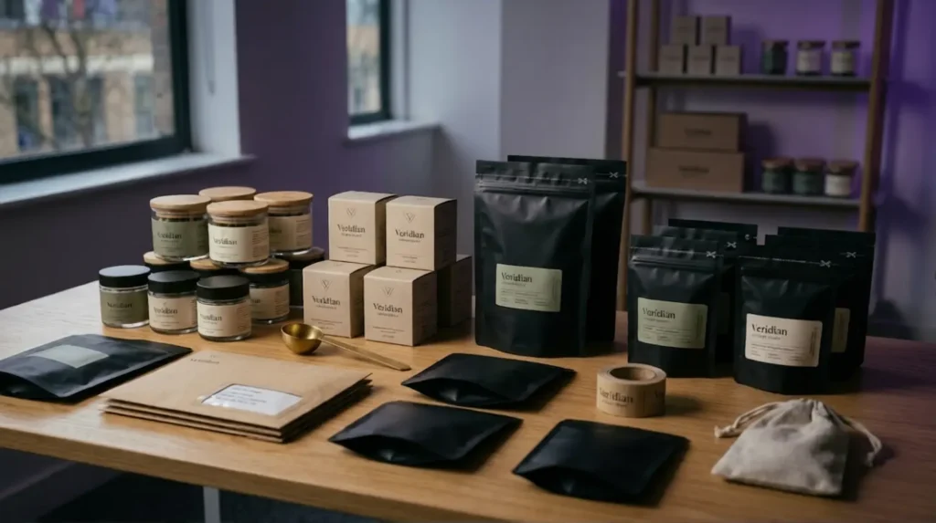 cannabis sellers telegram orders product packaging arranged on a table