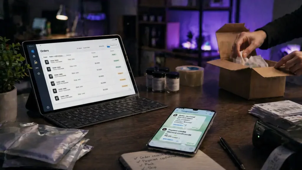 Sell peptides through Telegram with a streamlined order workflow, customer chat updates and product fulfillment