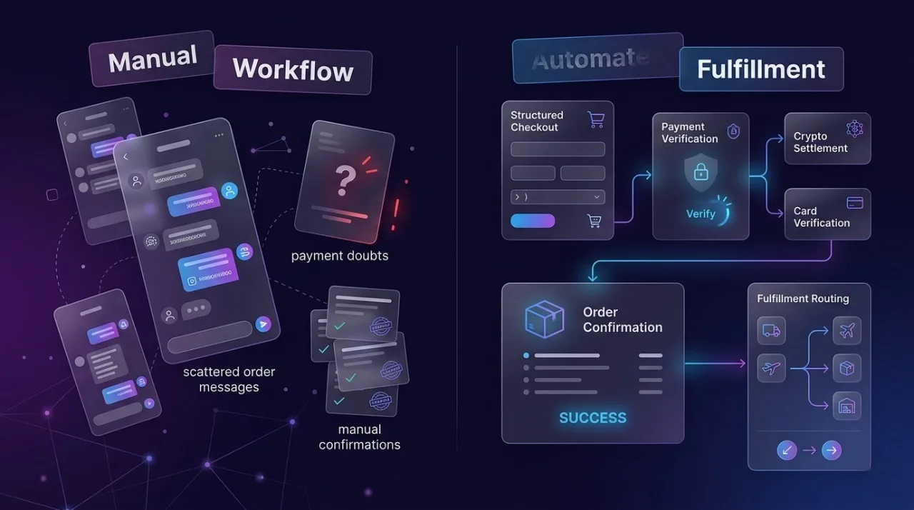 Manual versus automated workflow comparison for cannabis and peptide sellers using Telegram payments