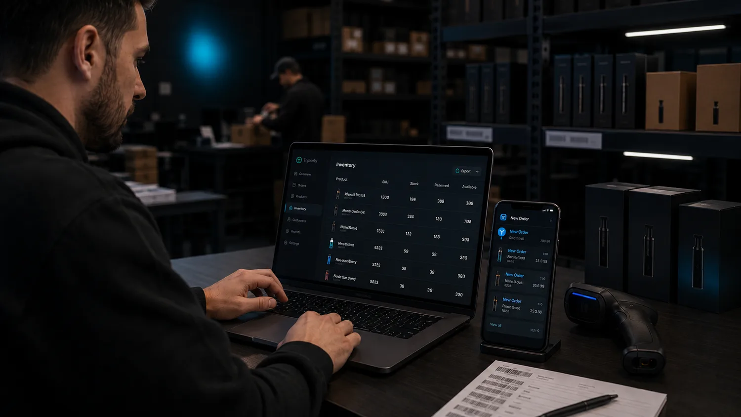 Telegram store for vape brands showing live inventory and stock control dashboard