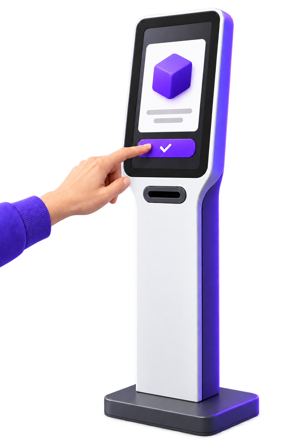 Customer completing checkout directly on a Trapyfy self-service kiosk