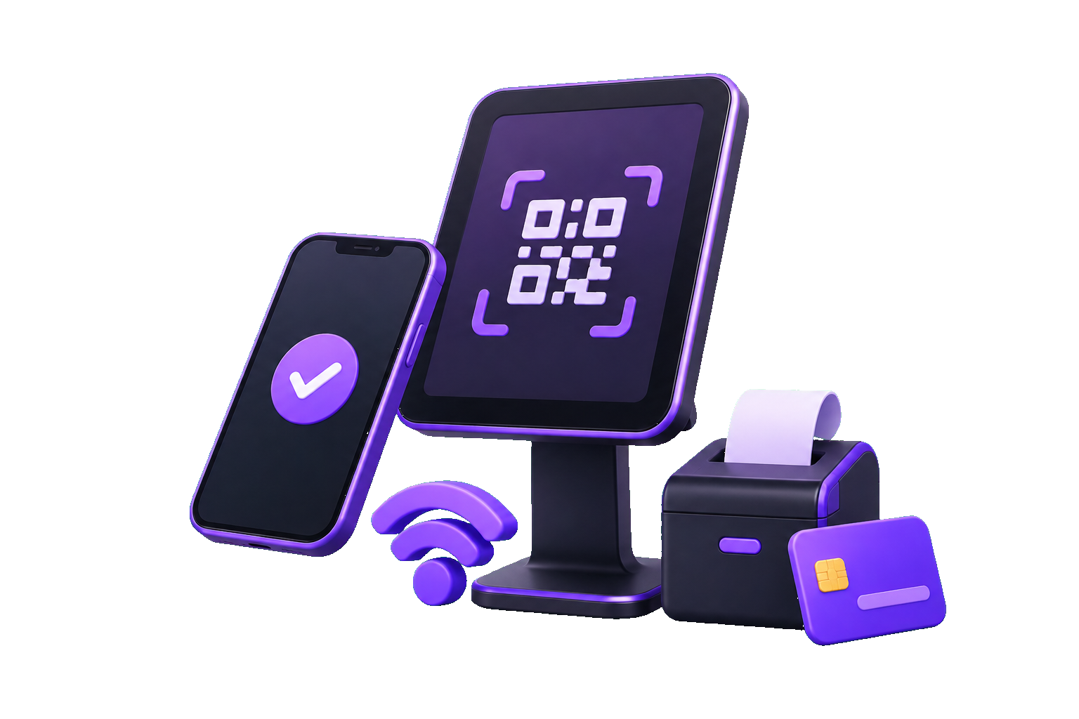 Self-service kiosk hardware with QR payment, mobile checkout and receipt printer